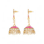 Women's Rose Gold Plated Alloy Earrings (Pink)