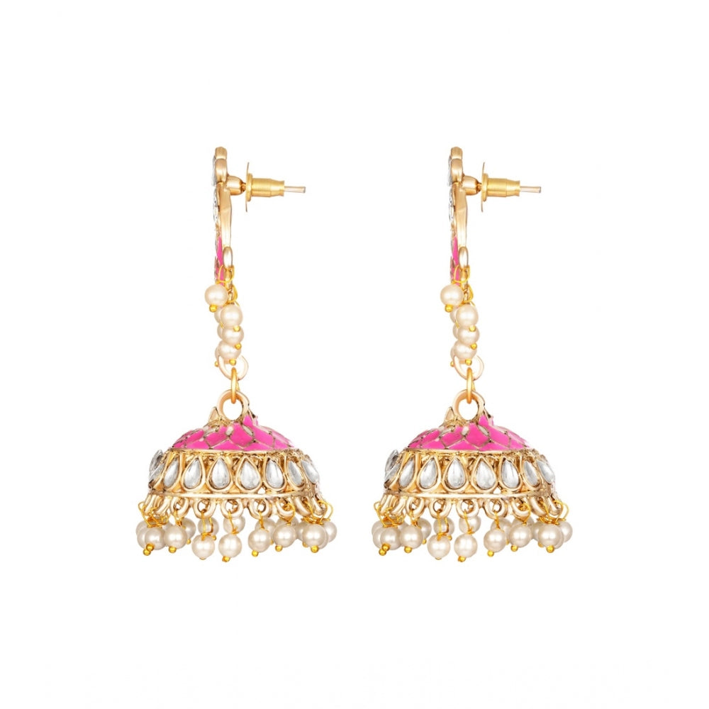 Women's Rose Gold Plated Alloy Earrings (Pink)