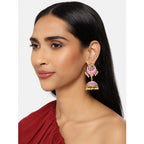 Women's Rose Gold Plated Alloy Earrings (Pink)