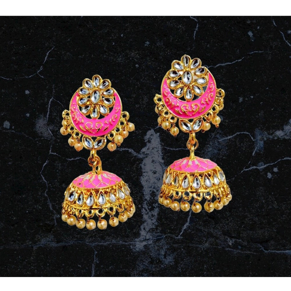 Women's Rose Gold Plated Alloy Earrings (Pink)