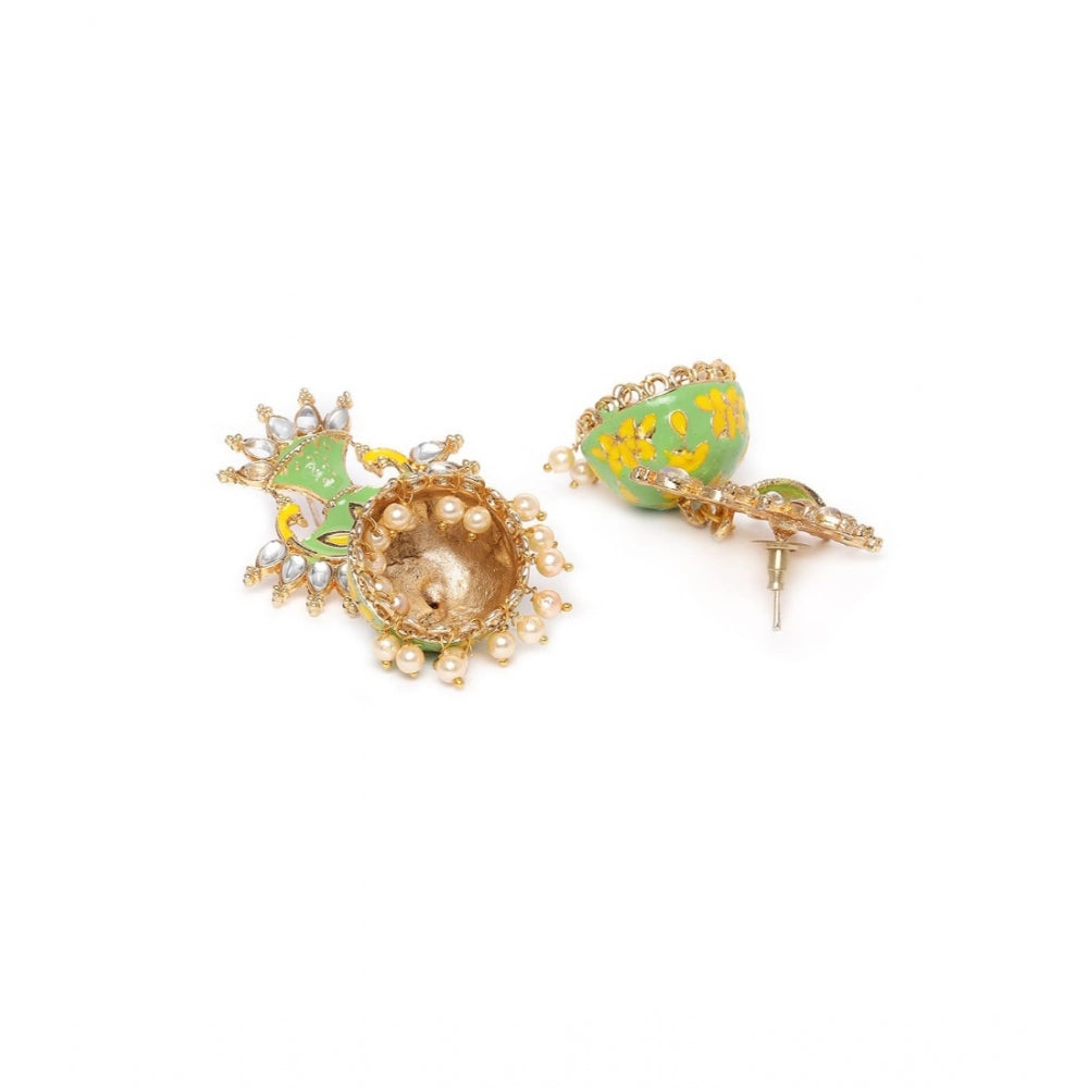 Women's Rose Gold Plated Alloy Earrings (Green)