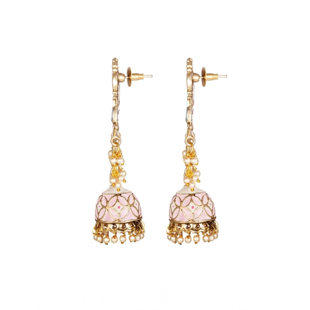 Women's Rose Gold Plated Alloy Earrings (Pink)