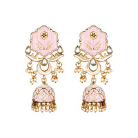 Women's Rose Gold Plated Alloy Earrings (Pink)