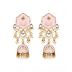 Women's Rose Gold Plated Alloy Earrings (Pink)