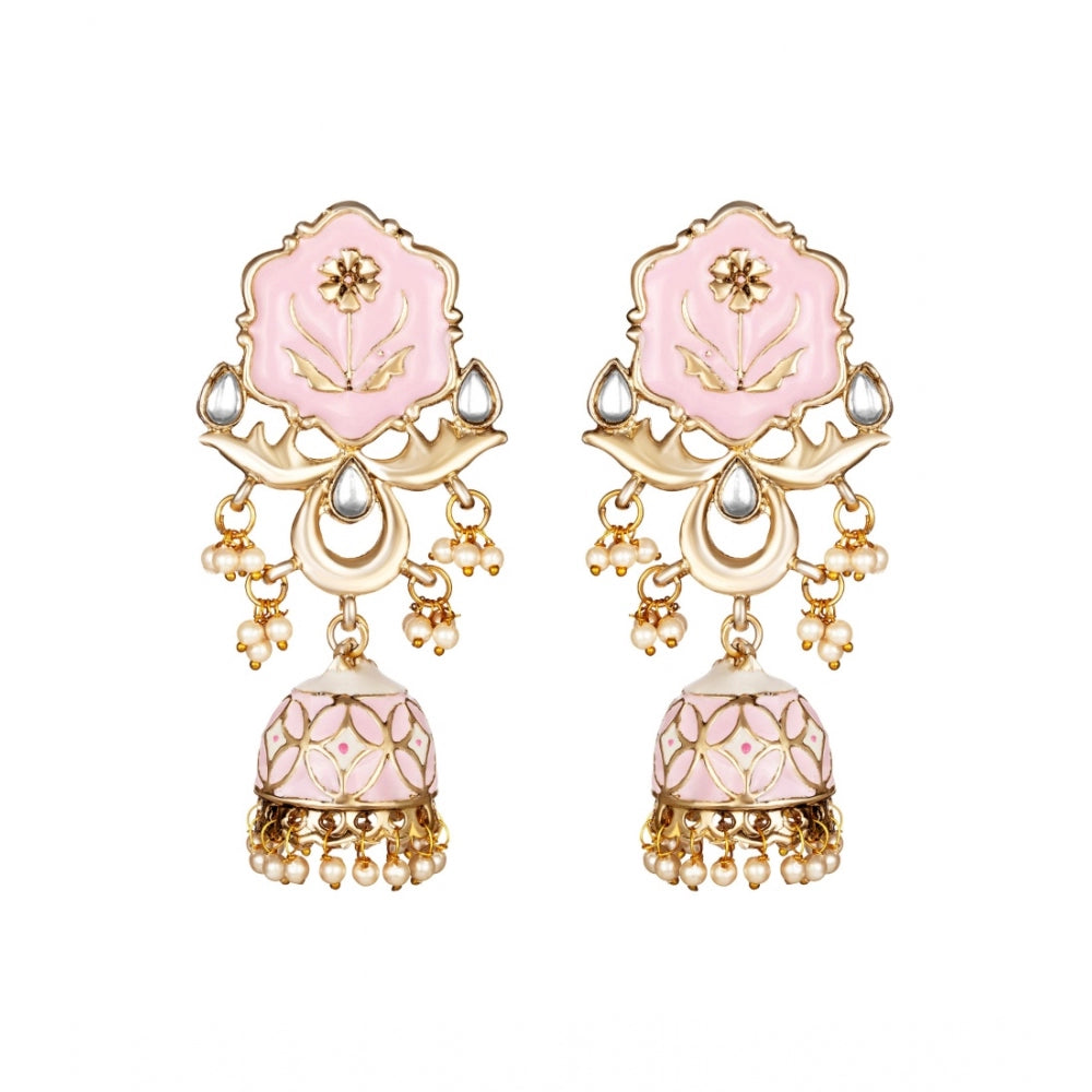 Women's Rose Gold Plated Alloy Earrings (Pink)