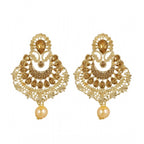 Women's Rose Gold Plated Alloy Kundan Earrings &amp; Mangtikka (Gold)