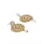 Women's Rose Gold Plated Alloy Kundan Earrings &amp; Mangtikka (White)