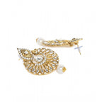 Women's Rose Gold Plated Alloy Kundan Earrings &amp; Mangtikka (White)