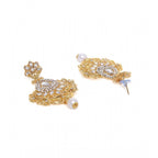 Women's Rose Gold Plated Alloy Kundan Earrings &amp; Mangtikka (White)