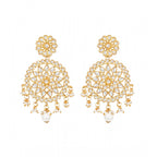 Women's Rose Gold Plated Alloy Kundan Earrings &amp; Mangtikka (White)