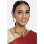 Women's Rose Gold Plated Alloy Necklace &amp; Earings Set (Multicolor)