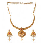 Women's Rose Gold Plated Alloy Necklace &amp; Earings Set (Red &amp; White)