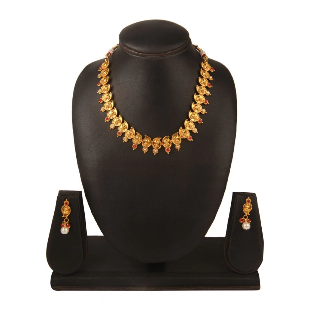 Women's Rose Gold Plated Alloy Jewellery Set (Red &amp; White)