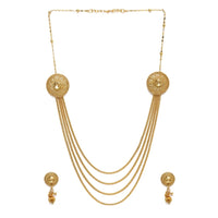 Women's Rose Gold Plated Alloy Long Haram Jewellery Set (Gold)