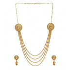 Women's Rose Gold Plated Alloy Long Haram Jewellery Set (Gold)