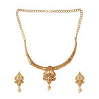 Women's Rose Gold Plated Alloy Necklace &amp; Earings Set (Gold &amp; White)