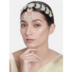 Women's Rose Gold Plated Alloy Matha Patti (White)