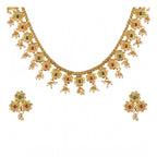 Women's Rose Gold Plated Alloy Necklace &amp; Earings Set (Green &amp; Red)