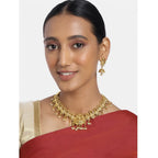 Women's Rose Gold Plated Alloy Necklace &amp; Earings Set (Gold)