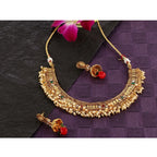 Women's Rose Gold Plated Alloy Necklace &amp; Earings Set (Multicolor)