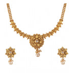 Women's Rose Gold Plated Alloy Necklace &amp; Earings Set (Gold)