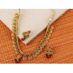 Women's Rose Gold Plated Alloy Necklace &amp; Earings Set (Green &amp; Red)