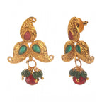 Women's Rose Gold Plated Alloy Necklace &amp; Earings Set (Green &amp; Red)