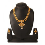 Women's Rose Gold Plated Alloy Necklace &amp; Earings Set (Gold)
