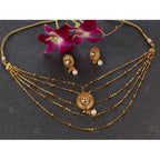 Women's Rose Gold Plated Alloy Necklace &amp; Earings Set (Gold)
