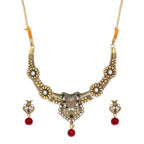 Women's Rose Gold Plated Alloy Necklace &amp; Earings Set (Multicolor)