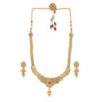 Women's Rose Gold Plated Alloy Necklace &amp; Earings Set (Gold)