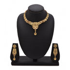 Women's Rose Gold Plated Alloy Necklace &amp; Earings Set (Gold)