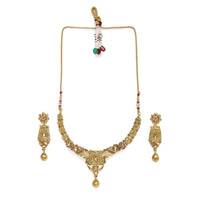 Women's Rose Gold Plated Alloy Necklace &amp; Earings Set (Gold)