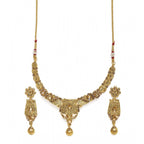 Women's Rose Gold Plated Alloy Necklace &amp; Earings Set (Gold)