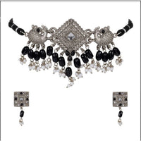 Women's Rose Gold Plated Alloy Necklace &amp; Earings Set (Silver)