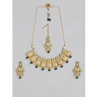 Women's Rose Gold Plated Alloy Necklace &amp; Earings Set (Green)