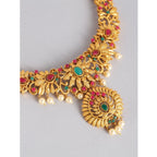 Women's Rose Gold Plated Alloy Necklace &amp; Earings Set (Multicolor)