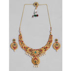 Women's Rose Gold Plated Alloy Necklace &amp; Earings Set (Multicolor)