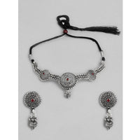 Women's Rose Gold Plated Alloy Necklace &amp; Earings Set (Silver)