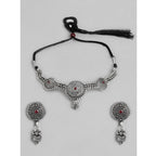 Women's Rose Gold Plated Alloy Necklace &amp; Earings Set (Silver)