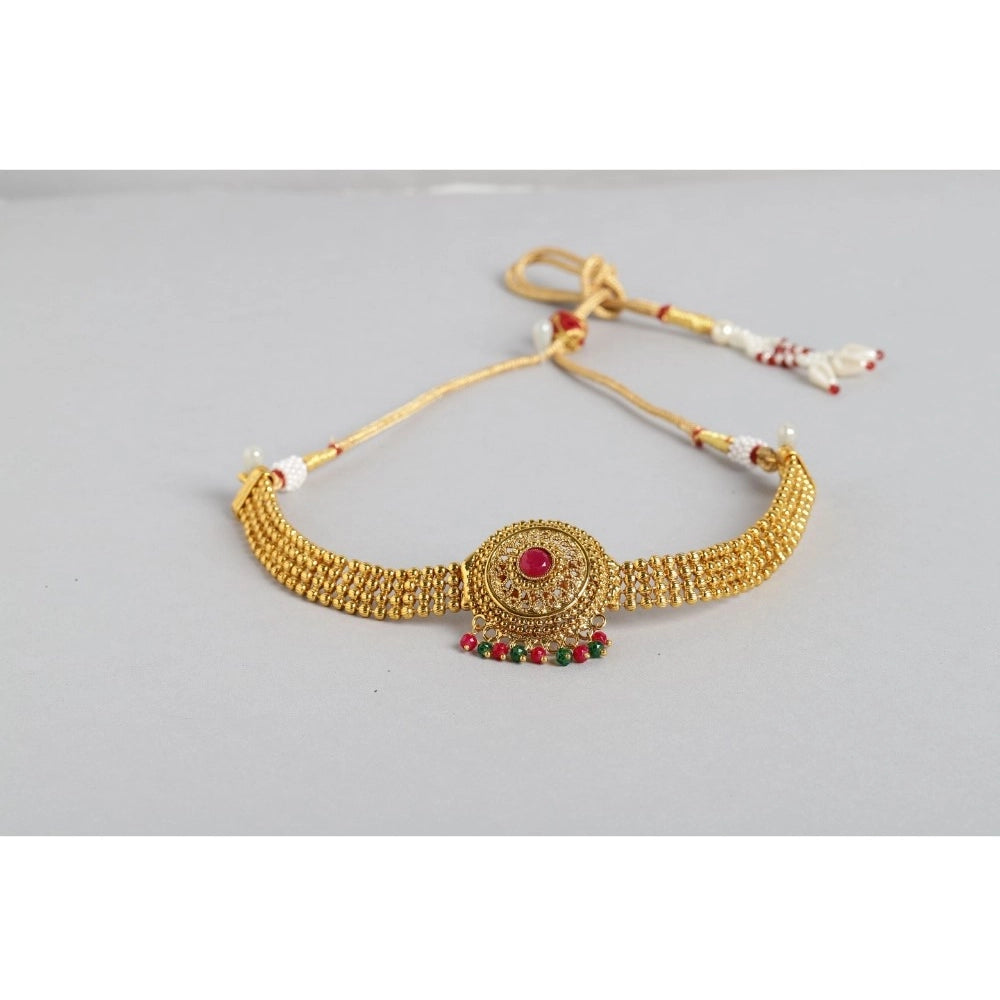 Women's Rose Gold Plated Alloy Necklace &amp; Earings Set (Multicolor)
