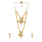 Women's Rose Gold Plated Alloy Necklace &amp; Earings Set (Gold)