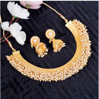 Women's Rose Gold Plated Alloy Necklace &amp; Earings Set (Gold)
