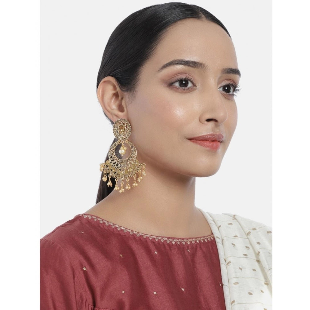 Women's Rose Gold Plated Alloy Earrings (Gold)