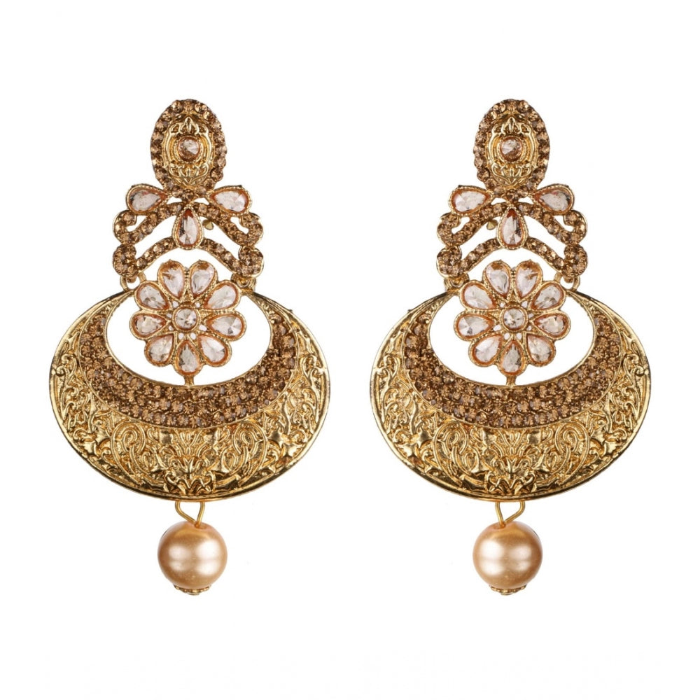 Women's Rose Gold Plated Alloy Earrings (Gold)