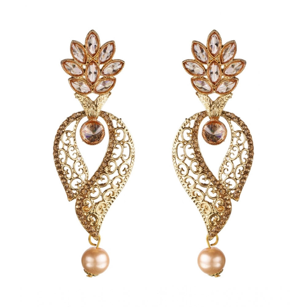Women's Rose Gold Plated Alloy Earrings (Gold)