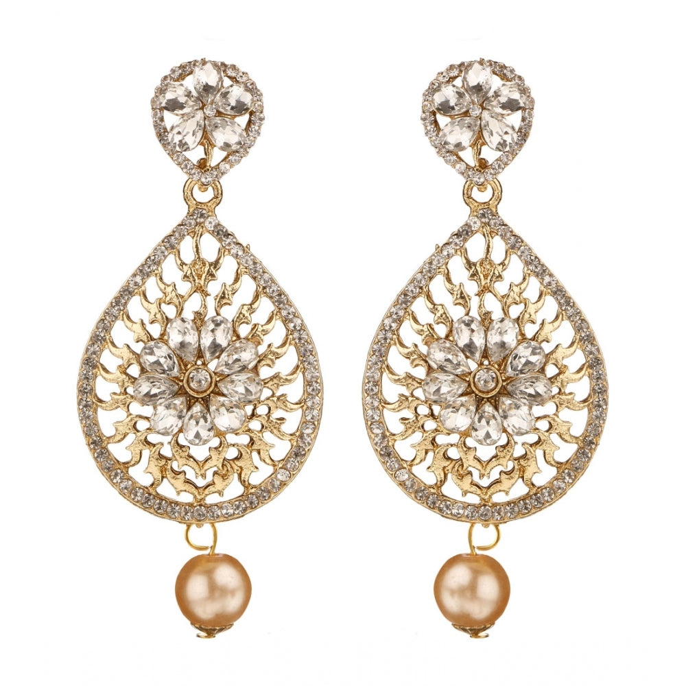 Women's Rose Gold Plated Alloy Earrings (White)