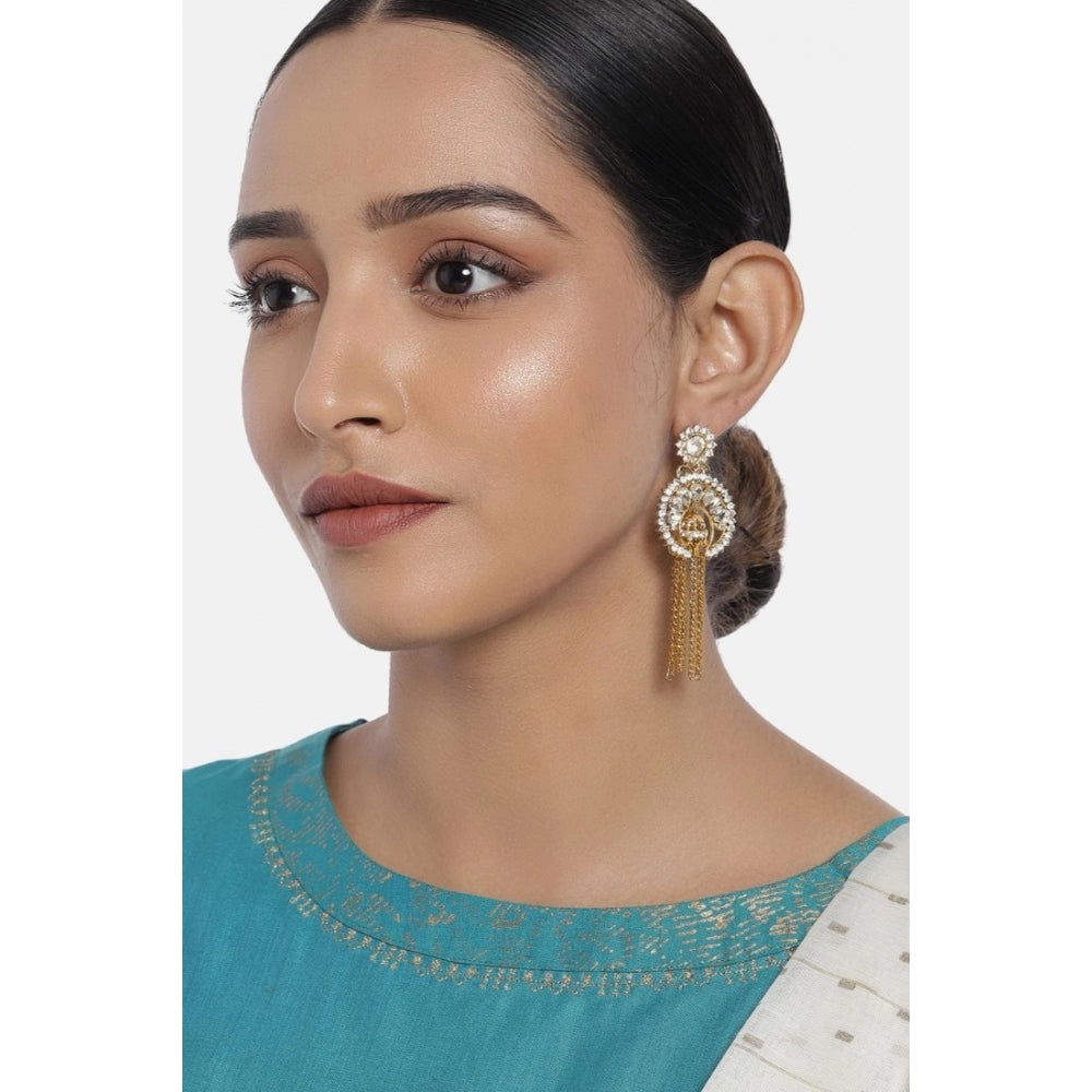 Women's Rose Gold Plated Alloy Earrings (White)