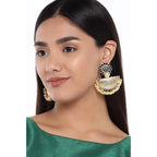 Women's Rose Gold Plated Alloy Earrings (Black)