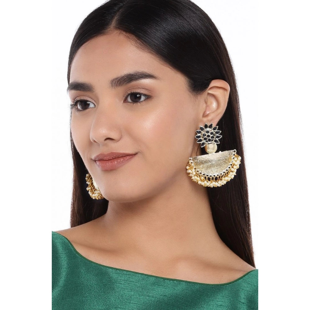 Women's Rose Gold Plated Alloy Earrings (Black)
